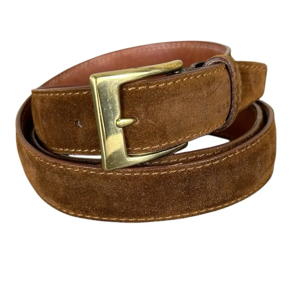ZELLI ITALY Genuine Suede Belt Men’s 42 Brown Handmade Luxury